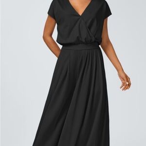 HALARA Black Wrap Jumpsuit with Dolman Sleeves for Weddings